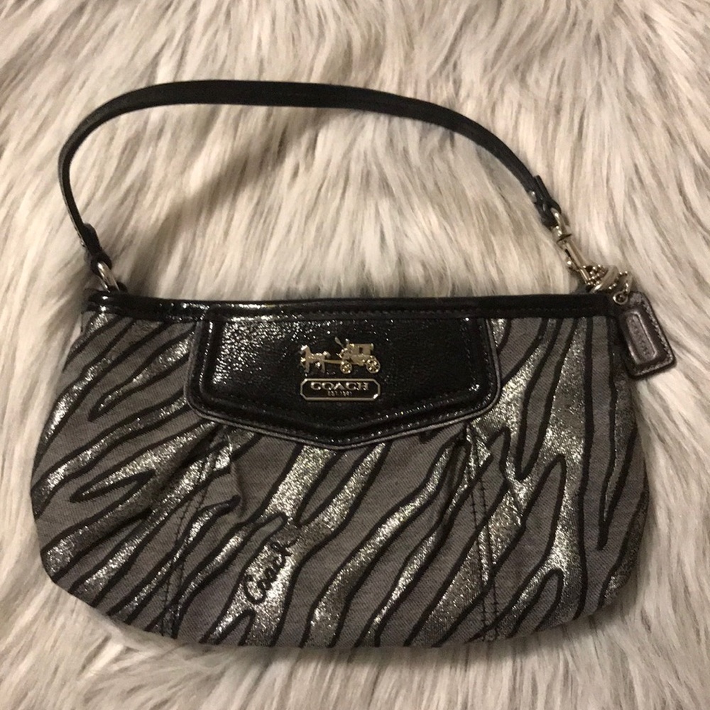 Coach black and gray wristlet